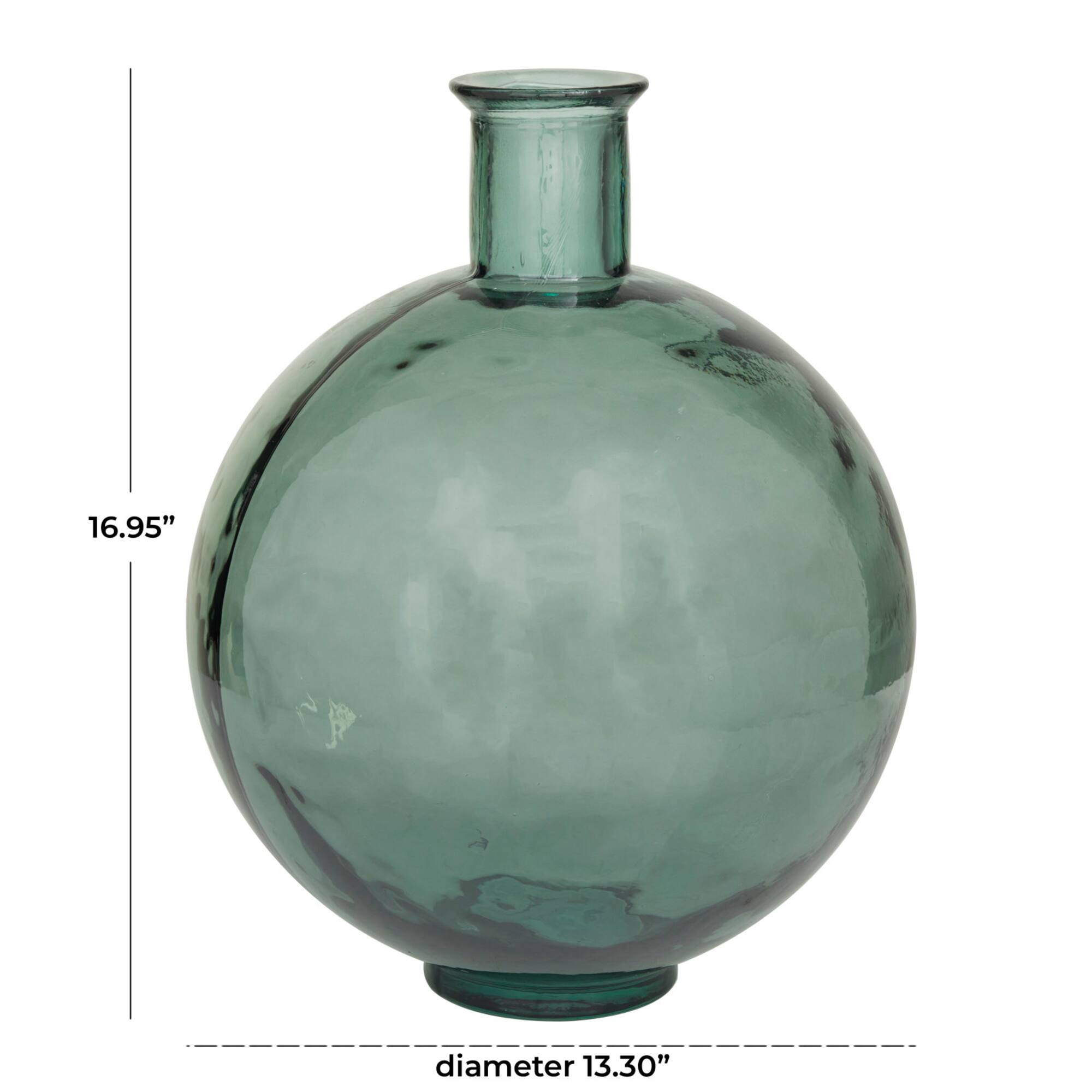 Green Recycled Glass Handmade Spanish Vase 13" x 13" x 17"
